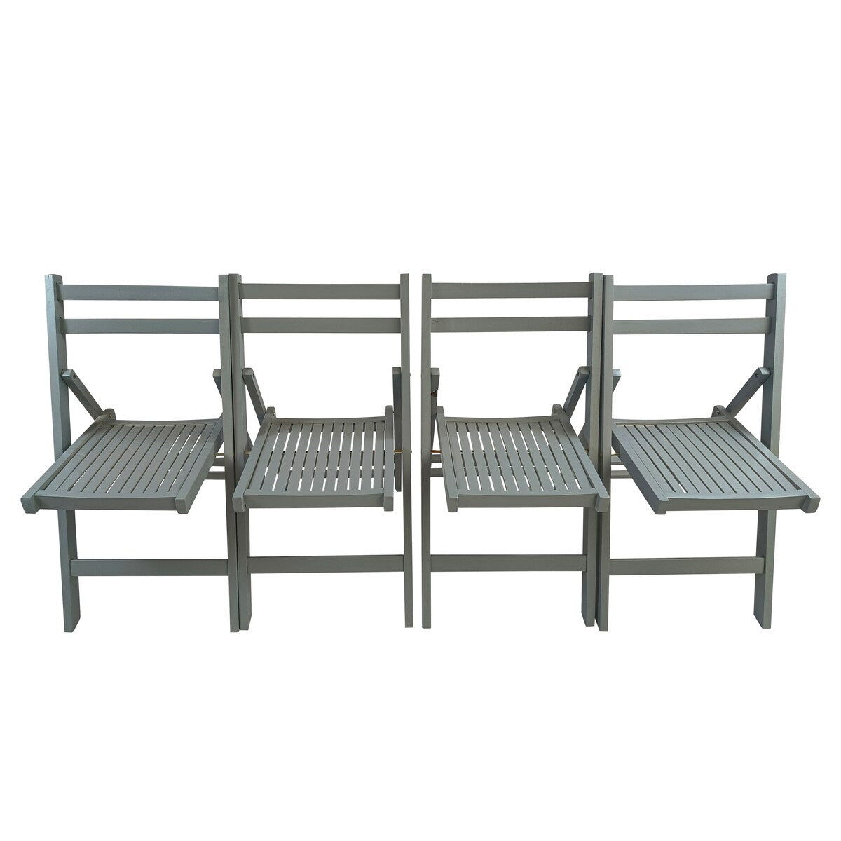 4pc Folding Chair Set Armless Camping Chair Foldable Chair Set w/ Slatted Seats and Open Backs for Space-saving, No Deformation