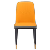 4pcs PU Upholstered Dining Chair with Iron Metal Gold Plated Legs