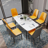 4pcs PU Upholstered Dining Chair with Iron Metal Gold Plated Legs