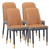4pcs PU Upholstered Dining Chair with Iron Metal Gold Plated Legs