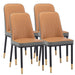 4pcs PU Upholstered Dining Chair with Iron Metal Gold Plated Legs