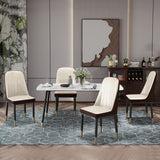 4pcs PU Upholstered Dining Chair with Iron Metal Gold Plated Legs
