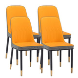 4pcs PU Upholstered Dining Chair with Iron Metal Gold Plated Legs