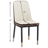 4pcs PU Upholstered Dining Chair with Iron Metal Gold Plated Legs