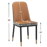 4pcs PU Upholstered Dining Chair with Iron Metal Gold Plated Legs