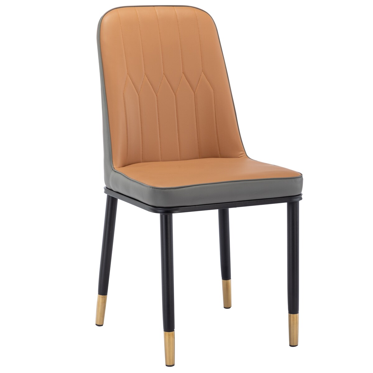 4pcs PU Upholstered Dining Chair with Iron Metal Gold Plated Legs