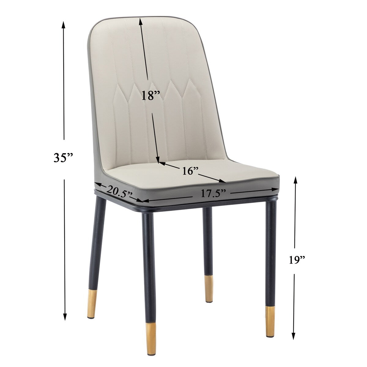 4pcs PU Upholstered Dining Chair with Iron Metal Gold Plated Legs