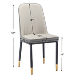 4pcs PU Upholstered Dining Chair with Iron Metal Gold Plated Legs