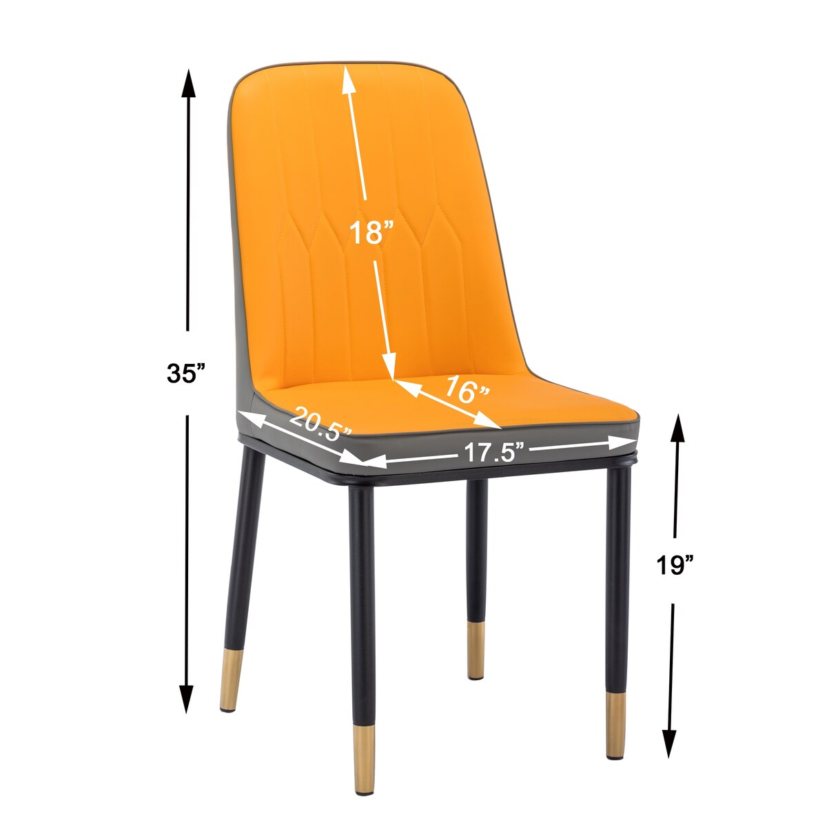 4pcs PU Upholstered Dining Chair with Iron Metal Gold Plated Legs