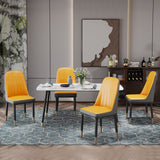 4pcs PU Upholstered Dining Chair with Iron Metal Gold Plated Legs