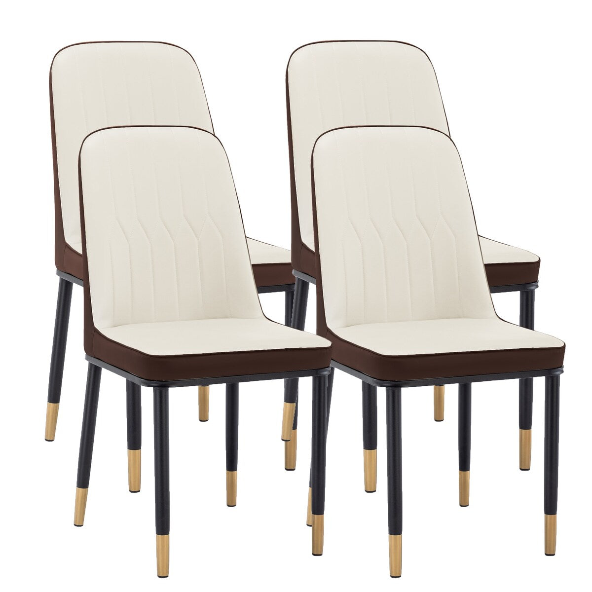 4pcs PU Upholstered Dining Chair with Iron Metal Gold Plated Legs