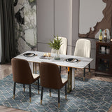4pcs PU Upholstered Dining Chair with Iron Metal Gold Plated Legs