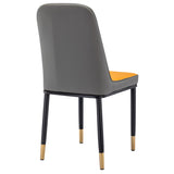 4pcs PU Upholstered Dining Chair with Iron Metal Gold Plated Legs