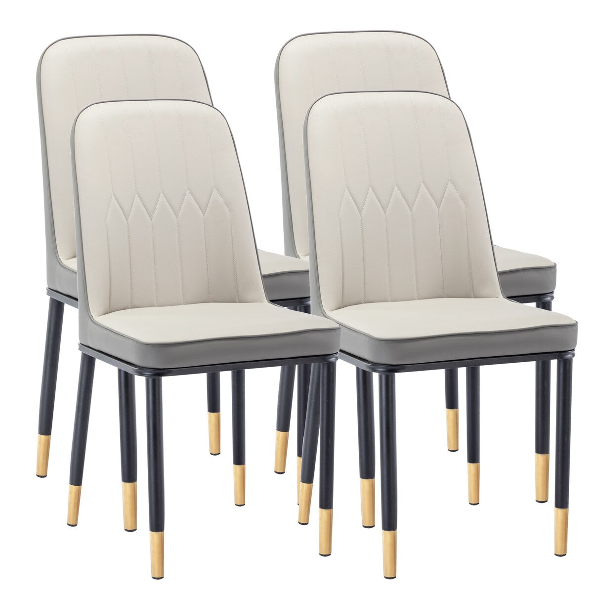 4pcs PU Upholstered Dining Chair with Iron Metal Gold Plated Legs
