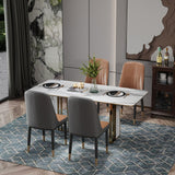 4pcs PU Upholstered Dining Chair with Iron Metal Gold Plated Legs