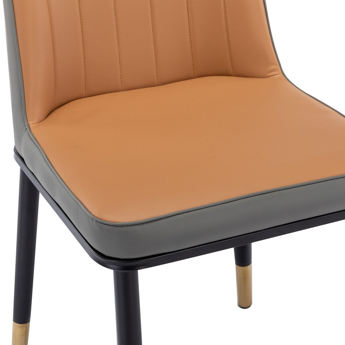 4pcs PU Upholstered Dining Chair with Iron Metal Gold Plated Legs