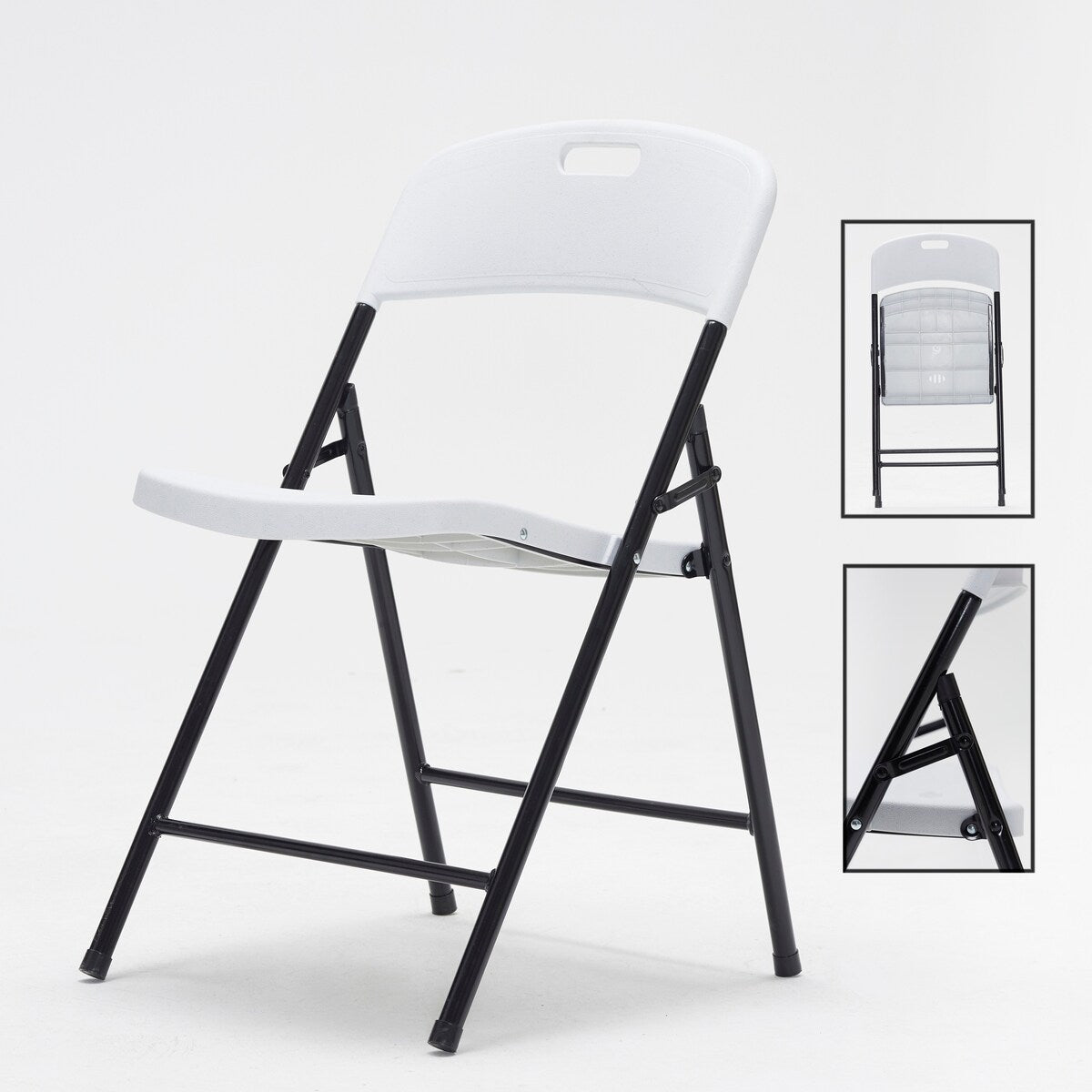4pcs Portable Plastic Folding Chairs with Metal Legs