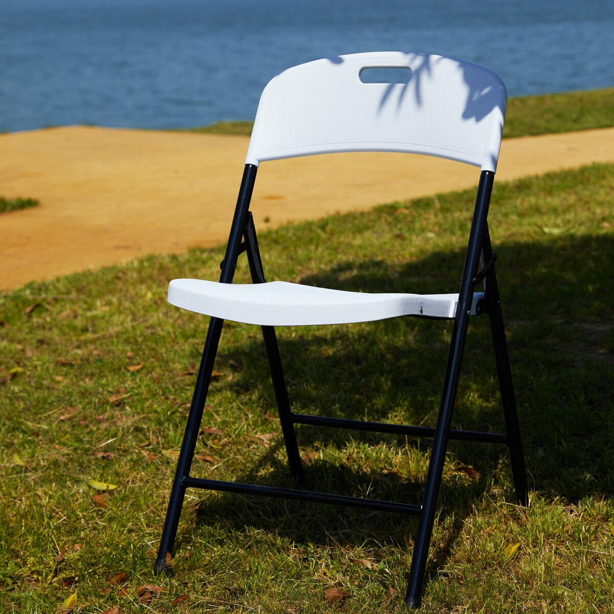 4pcs Portable Plastic Folding Chairs with Metal Legs