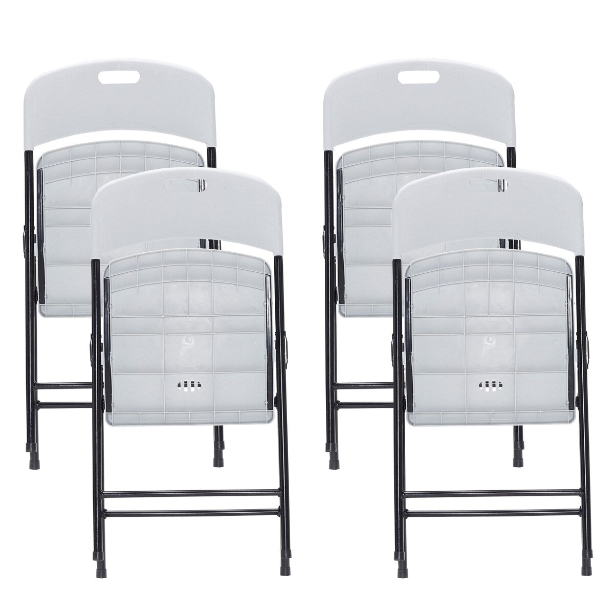4pcs Portable Plastic Folding Chairs with Metal Legs