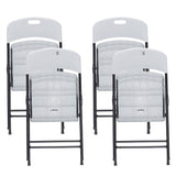 4pcs Portable Plastic Folding Chairs with Metal Legs