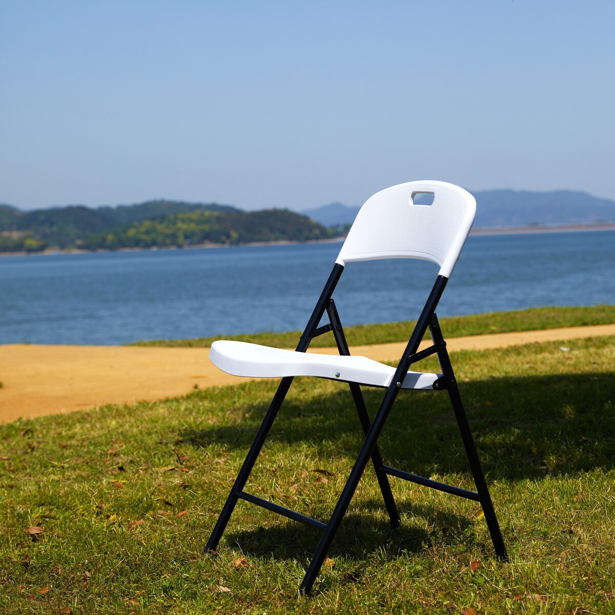 4pcs Portable Plastic Folding Chairs with Metal Legs