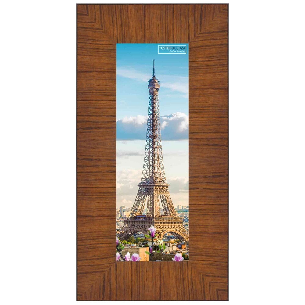 4x10 Contemporary Honey Pecan Complete Wood Picture Frame with UV Acrylic, Foam Board Backing, & Hardware