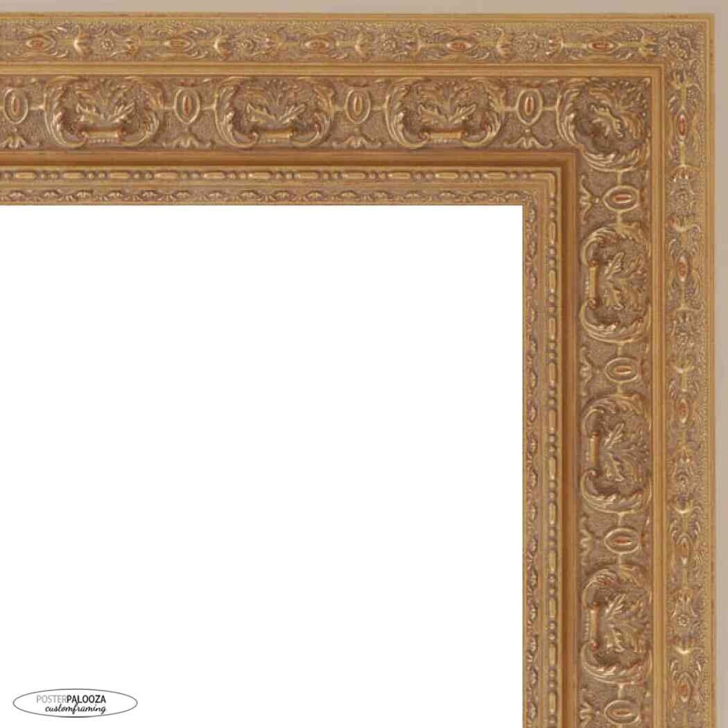 4x4 Ornate Gold Complete Wood Picture Frame with UV Acrylic, Foam Board Backing, & Hardware