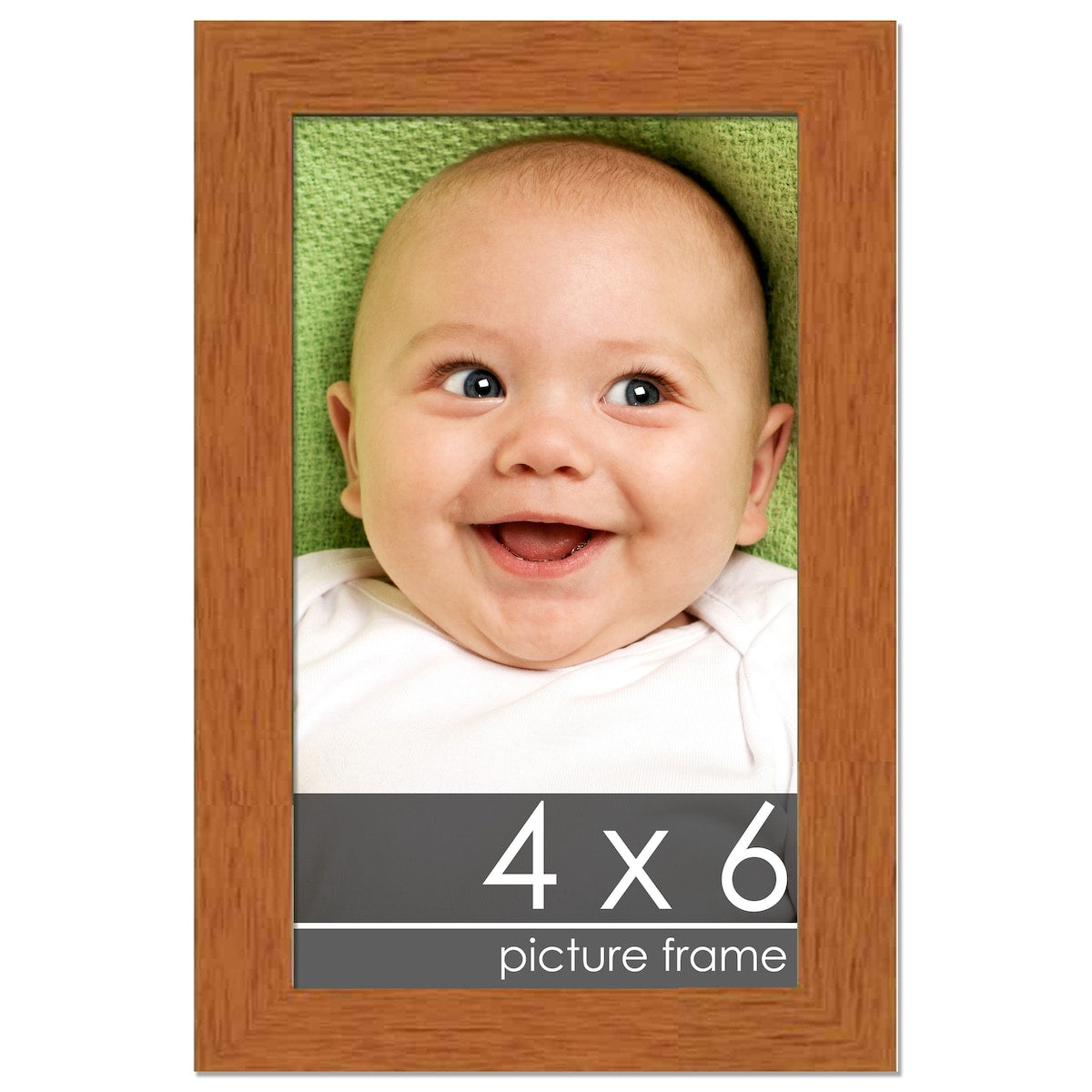 4x6 Traditional Honey Pecan Complete Wood Picture Frame with UV Acrylic, Foam Board Backing, & Hardware