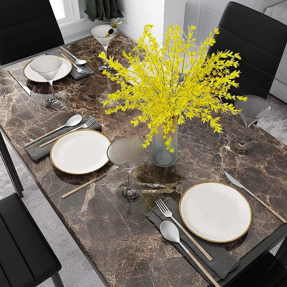 5 - Piece Dining Set, Faux Marble Kitchen Table & Chair Set for Small, Modern Compact Space for Home, Breakfast Nook