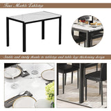 5 - Piece Dining Set, Faux Marble Kitchen Table & Chair Set for Small, Modern Compact Space for Home, Breakfast Nook