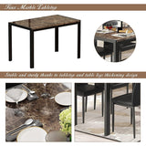 5 - Piece Dining Set, Faux Marble Kitchen Table & Chair Set for Small, Modern Compact Space for Home, Breakfast Nook