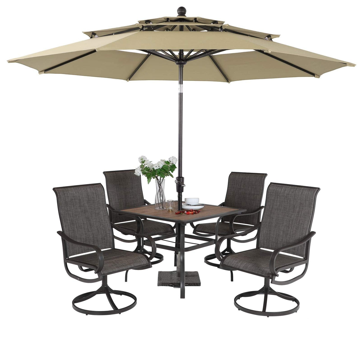 MAISON ARTS 5/6-piece Black Steel Patio Dining Set