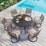 MAISON ARTS 5/7-Piece Patio Dining Set, 1 Metal Table with 4/6 Metal Swivel Dining Chairs