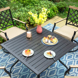 MAISON ARTS 5/7-Piece Patio Dining Set, 1 Metal Table with 4/6 Metal Swivel Dining Chairs