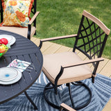 MAISON ARTS 5/7-Piece Patio Dining Set, 1 Metal Table with 4/6 Metal Swivel Dining Chairs
