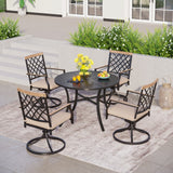 MAISON ARTS 5/7-Piece Patio Dining Set, 1 Metal Table with 4/6 Metal Swivel Dining Chairs