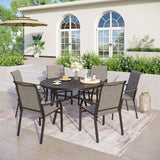 MAISON ARTS 5/7-Piece Patio Dining Set, Round Metal Table and 4/6 Textilene Fabric Padded Armchairs