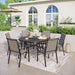 MAISON ARTS 5/7-Piece Patio Dining Set, Round Metal Table and 4/6 Textilene Fabric Padded Armchairs