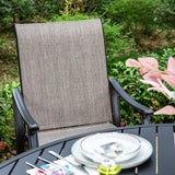 MAISON ARTS 5/7-Piece Patio Dining Set, Round Metal Table and 4/6 Textilene Fabric Padded Armchairs