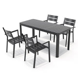 5/7 Pieces Patio Dining Set with Aluminum Stackable Chairs and 1 Expandable Rectangle Table