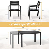 5/7 Pieces Patio Dining Set with Aluminum Stackable Chairs and 1 Expandable Rectangle Table