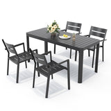 5/7 Pieces Patio Dining Set with Aluminum Stackable Chairs and 1 Expandable Rectangle Table