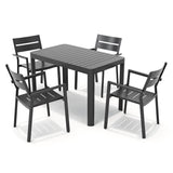 5/7 Pieces Patio Dining Set with Aluminum Stackable Chairs and 1 Expandable Rectangle Table