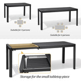 5/7 Pieces Patio Dining Set with Aluminum Stackable Chairs and 1 Expandable Rectangle Table