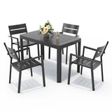 5/7 Pieces Patio Dining Set with Aluminum Stackable Chairs and 1 Expandable Rectangle Table