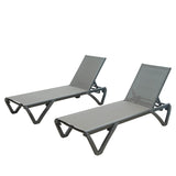 5 Adjustable Aluminium Polypropylene Outdoor Chaise Lounge Chairs in Blue, 2 Lounge Chairs - N/A