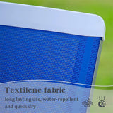 5 Adjustable Aluminum Textile Outdoor 1 Lounge Chair and 1 Plastic Table in Brown or Blue - N/A