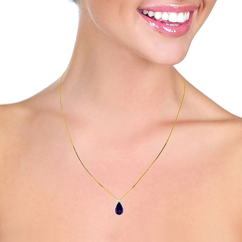 5 Carat 14K Solid Gold Visceral Love Amethyst Necklace