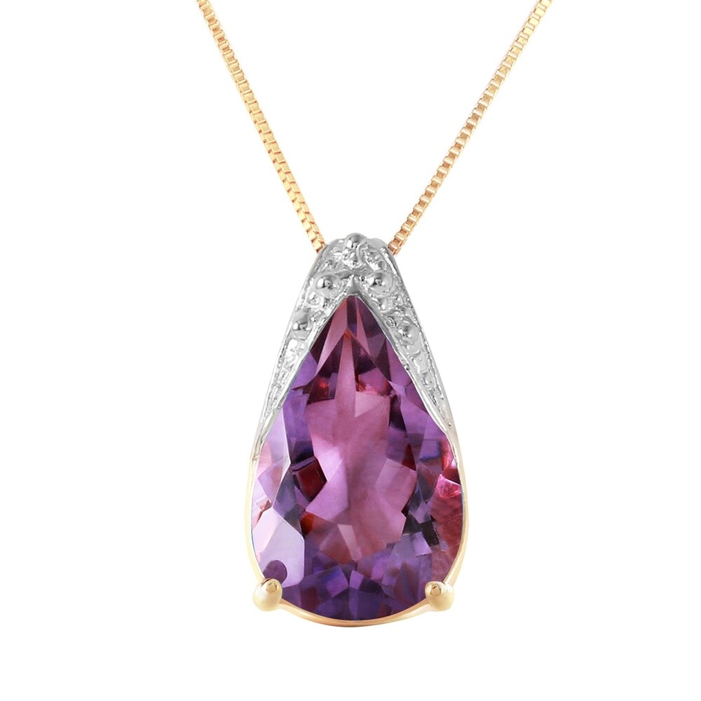 5 Carat 14K Solid Gold Visceral Love Amethyst Necklace