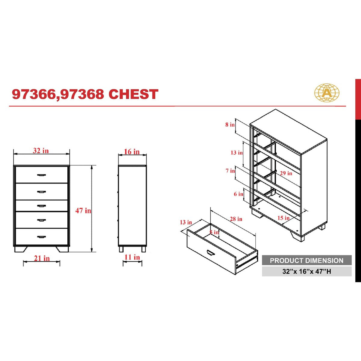 5 Drawer Chest Storage Cabinets Dressers Wood Dresser
